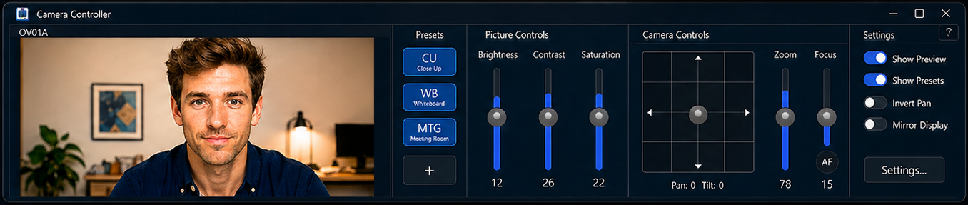 Use Camera Controller to zoom in and adjust contrast